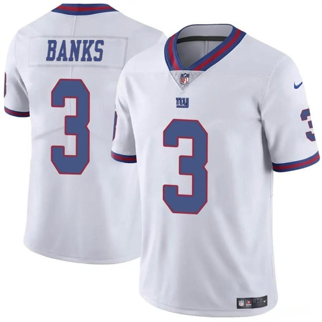 Men's New York Giants #3 Deonte Banks White Limited Football Stitched Jersey